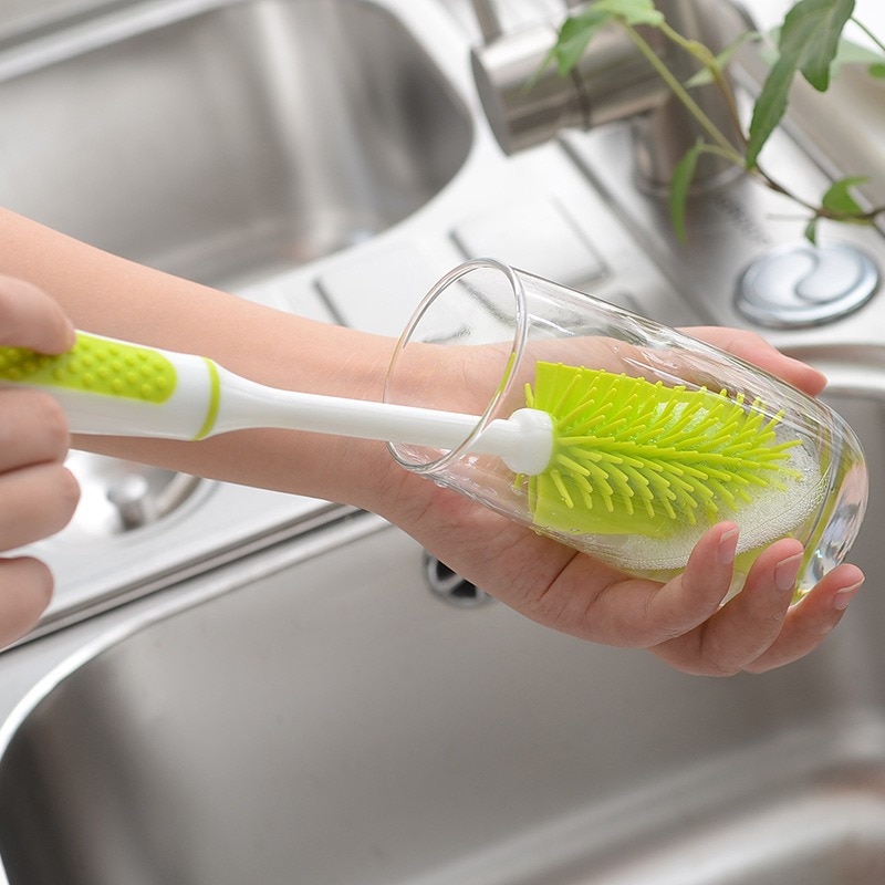 3 Colors Baby Bottle Brushes Cleaning Cup Brush For Nipple Spout Tube Kids Feeding Cleaning Brush Nipple Brush Coffe Tea