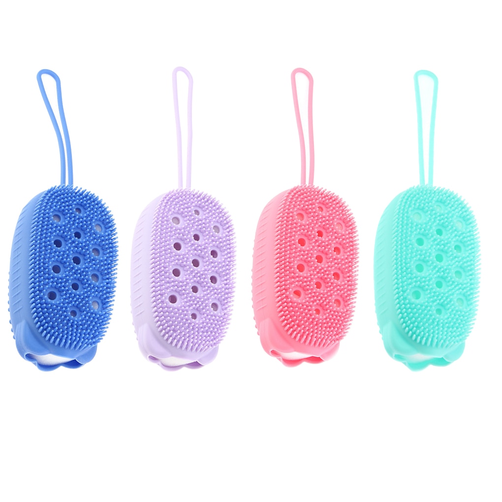 2021 New Portable Baby Bath Brush Silicone Body Exfoliator Brush Handheld Cartoon Baby Massage Tool Baby Bath Brush Gifts Toys