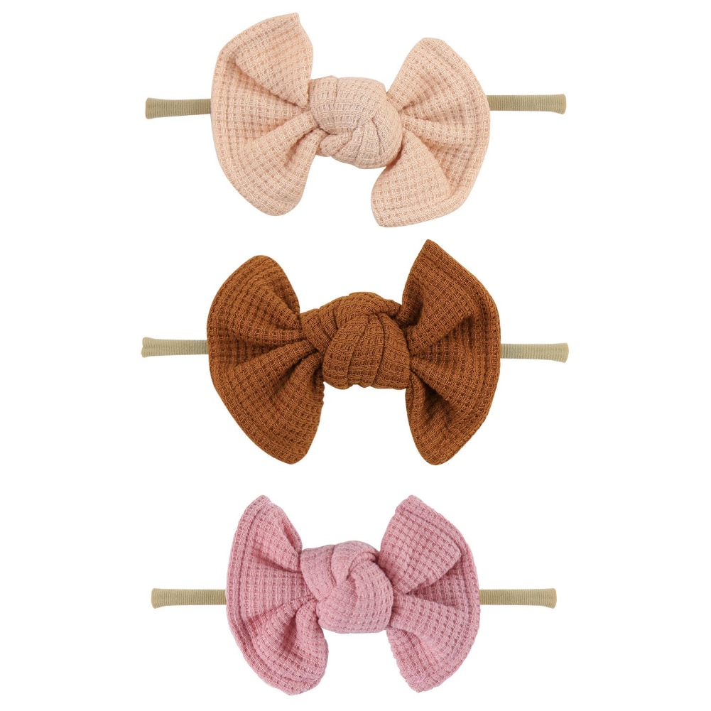 3pcs/Lot Solid Color Knitted Bows Headband For Kids Girl Newborn Baby Headband Nylon Elastic Hair Band Headwear Hair Accessories