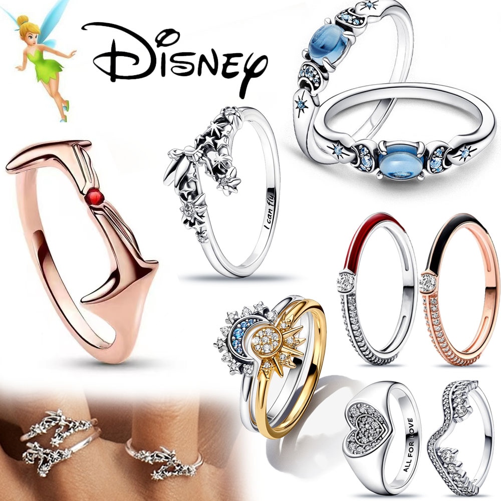 2023 New Disney 925 Sterling Silver Disney Aladdin Princess Jasmine Ring for Women Silver Finger Ring DIY Silver Jewelry