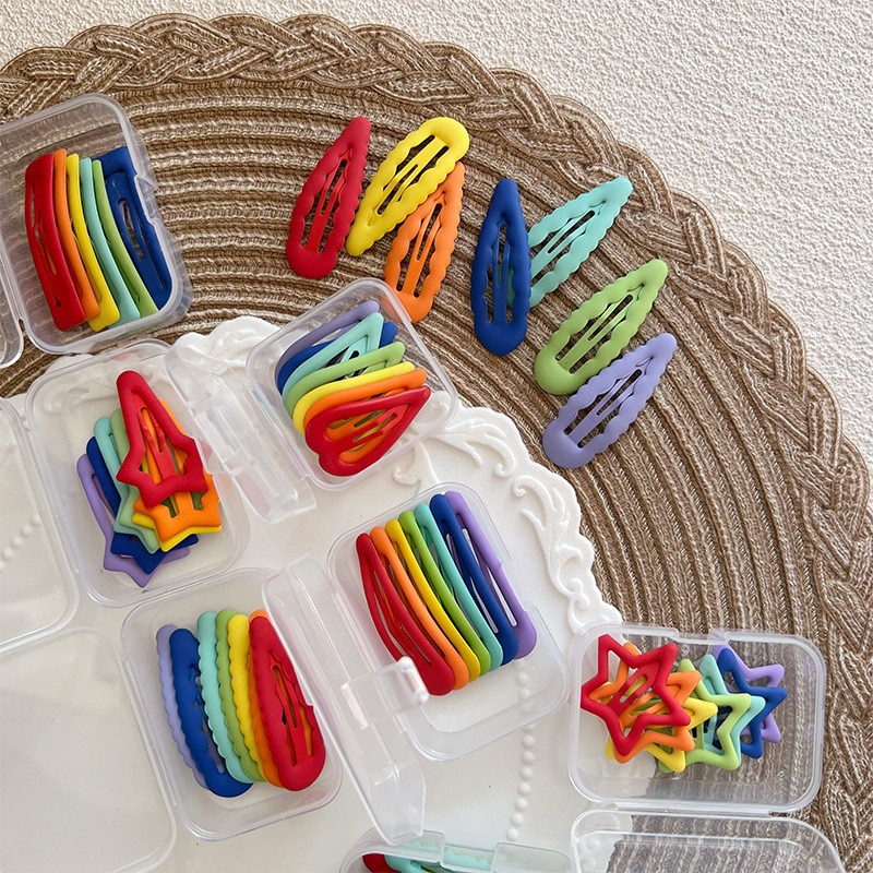 10pcs Candy Color Five-pointed Stars Hair Clips Children Cute BB Clips Hairpins Metal Barrettes Girls Hair Accessories