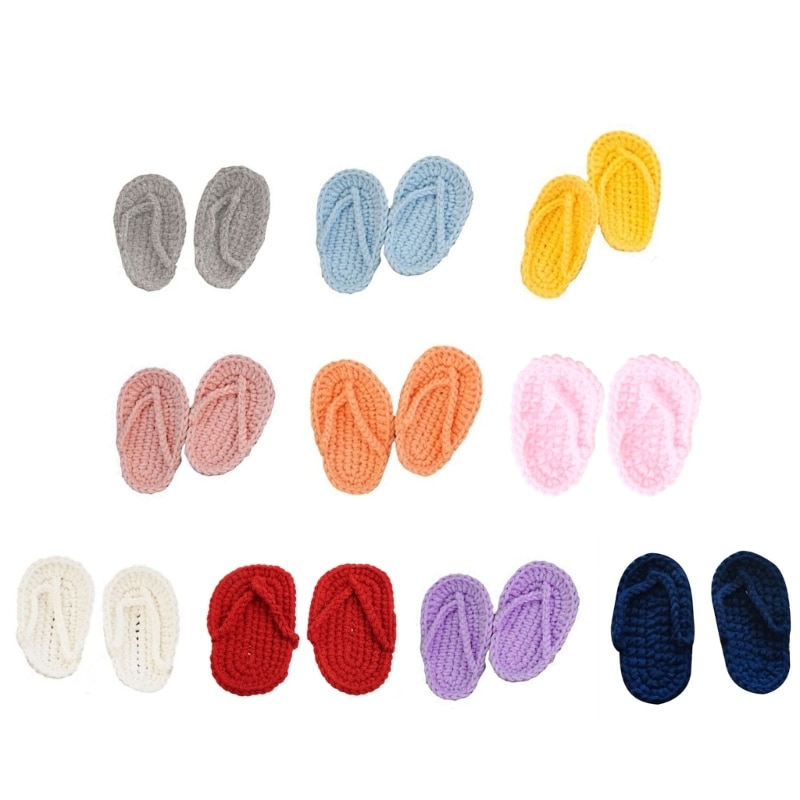 Cute Crocheted Flip-flops for Newborn Photography Shooting Knitted Slippers
