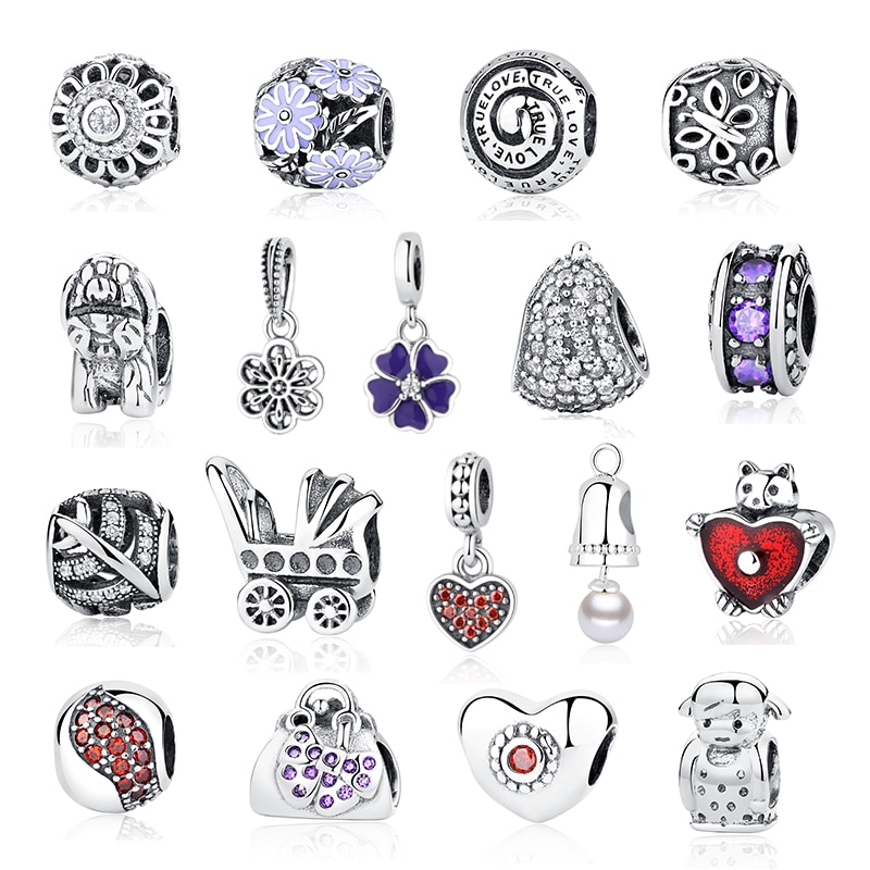 Authentic 925 Sterling Silver Bead Charm Love Heart Charms Pendant Beads Fit Bracelet Women DIY Jewelry Making