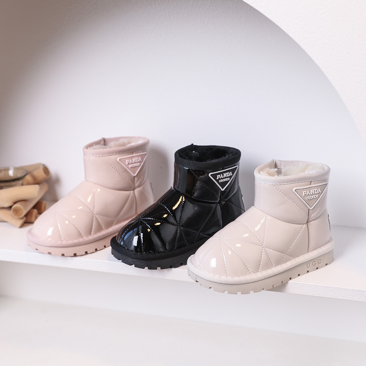 Children Boots Girl's Retro Solid Rhombic Lattice Princess Snow Boots Boy's Non-slip Warm Plush Winter Boots Size 21-3