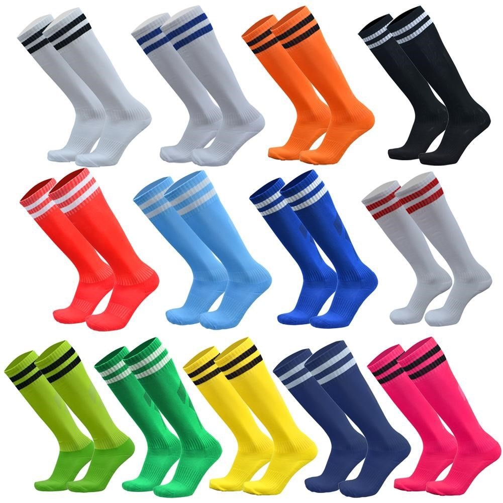 Football Socks Boys High Top Socks Students Training Thick Towel Bottom Sports Socks Over The Knee Adult Two Bar Striped Socks