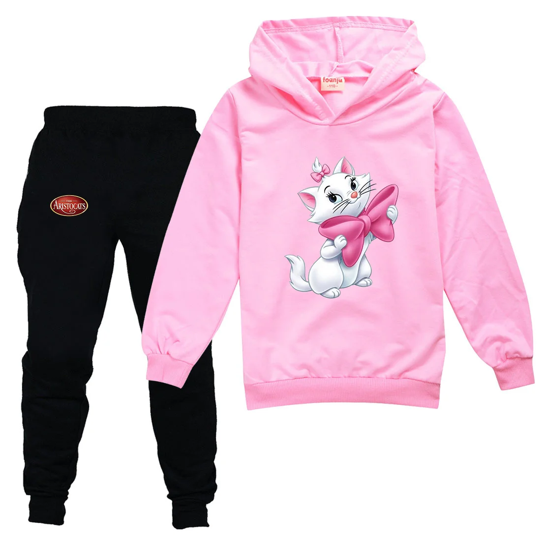 The Aristocats Marie Cat Kids Sportswear Suits Girls Boys Casual Thin Hoodie Pants Teen Chilren