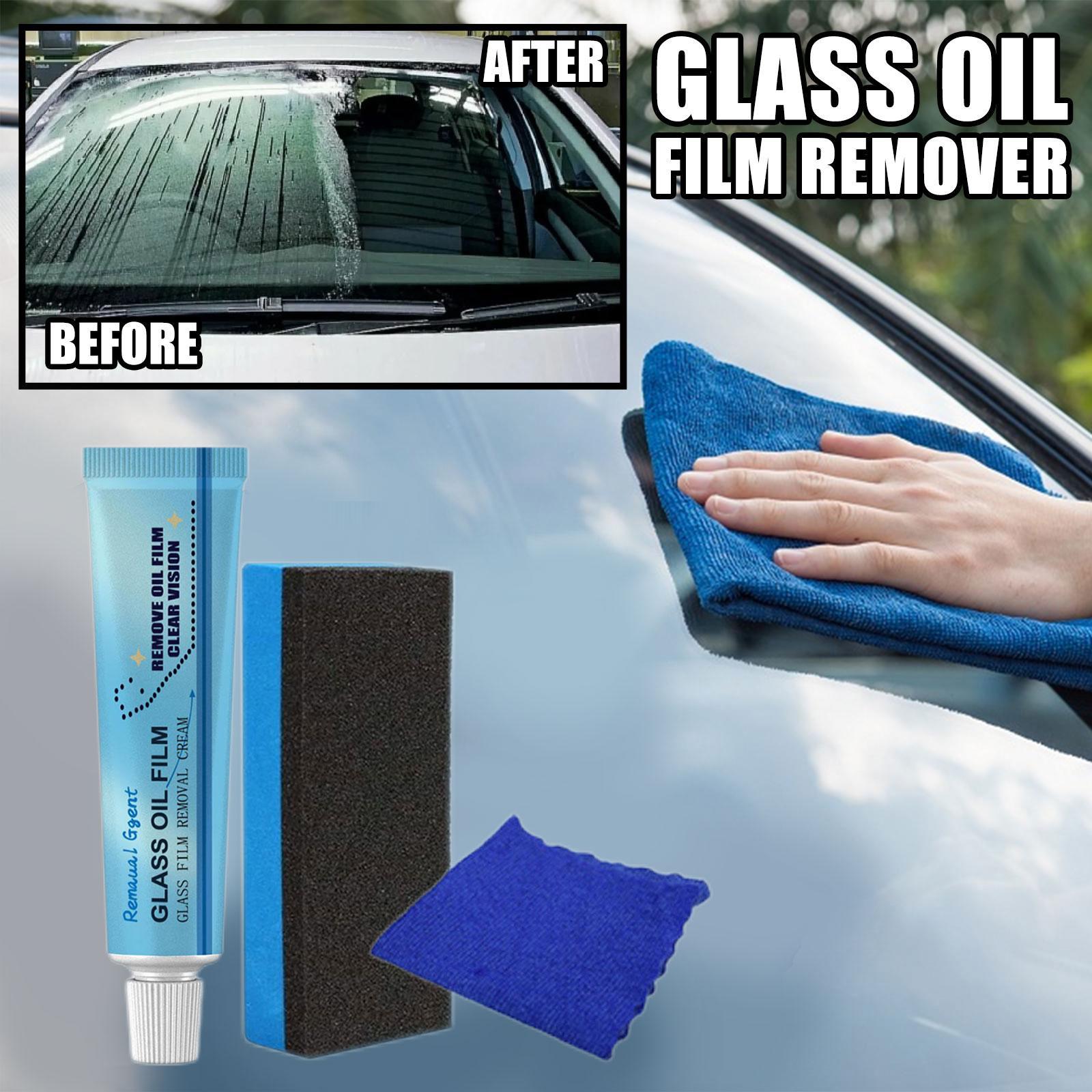 Car Window Oil Film Cleaner Oil Remover Car Glass Oil Windshield Oil Auto Protect Cleaner Stain Stains Clean With Sponge