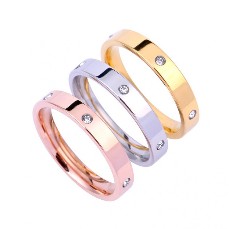 Silver Rose Gold Design Women Ring Fashion Finger Ring With Diamond Jewelry Cool Gift UNO50C