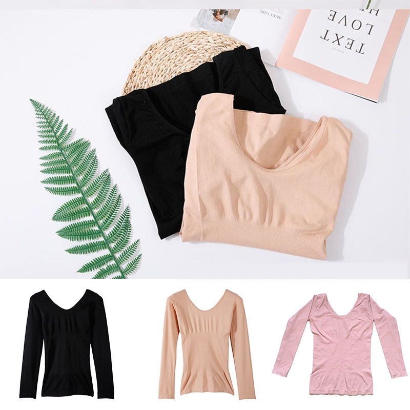 Slim Fit Woman Thermal Underwear Winter Fleece Warm Bottom Tops Long Sleeves O Neck Clothes Stretch Comfortable T Shirts