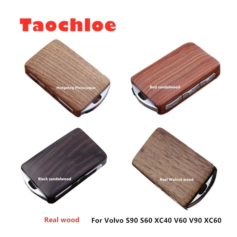 1Set DIY Keyless Entry Remote Control Refit Real Wooden Car Key Shell for Volvo S90 S60 XC40 V60 V90