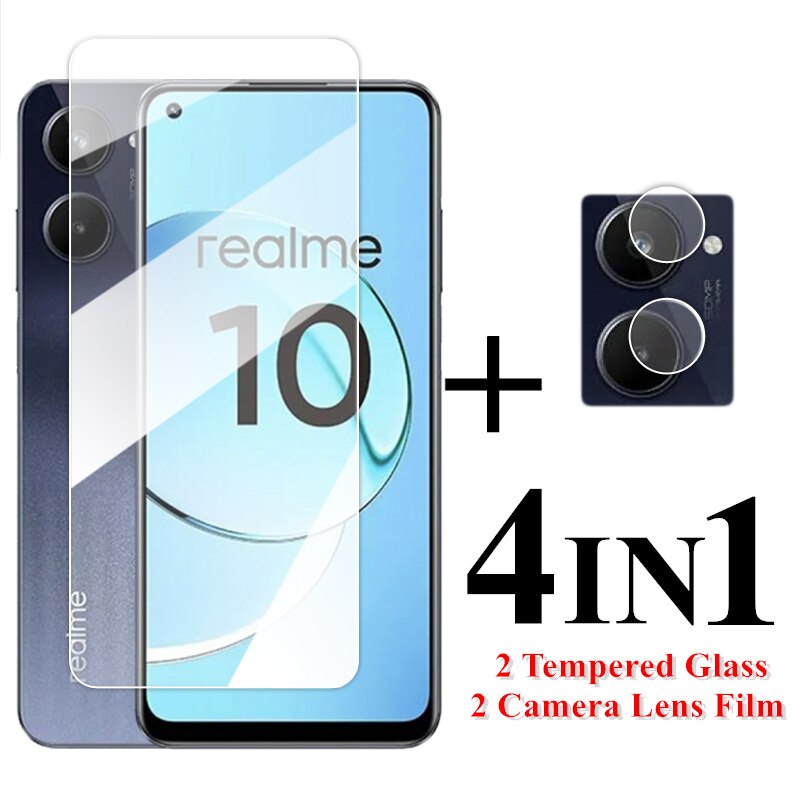For Realme 10 4G Glass 6.4 inch Transparent Screen Protector For Realme 10 Pro 10 5G 4G Tempered Glass For Relame 10 Lens Film