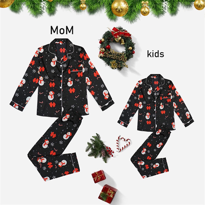 Christmas Pajamas for Family Xmas Kids Sleepwear Snowman Long Sleeves Night Clothes Family Matching Outfit Christmas Pajamas