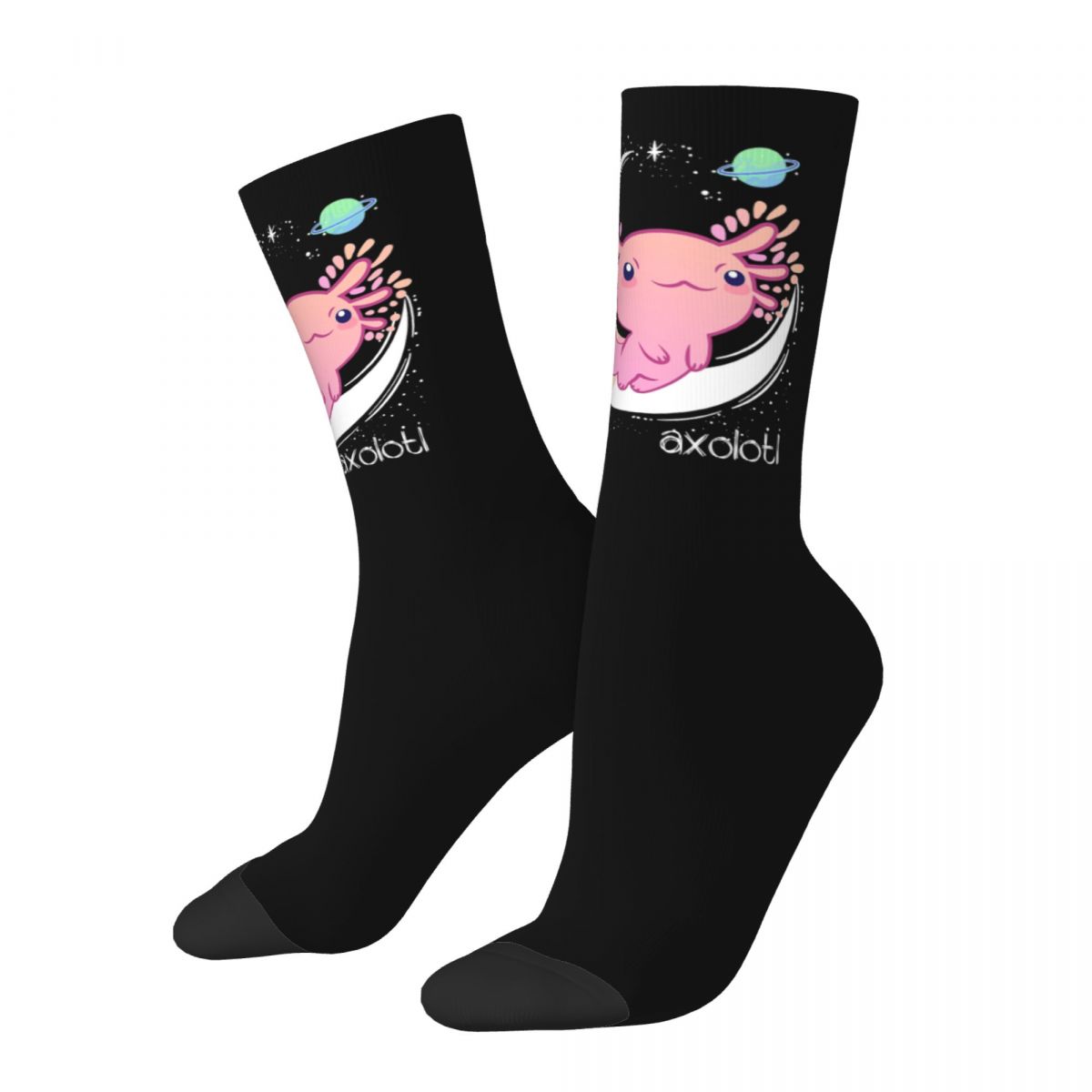 Space Axolotl Kawaii Socks Men's Women's Polyester Fashion Fish Animal Socks Novelty Spring Summer Autumn Winter Socks