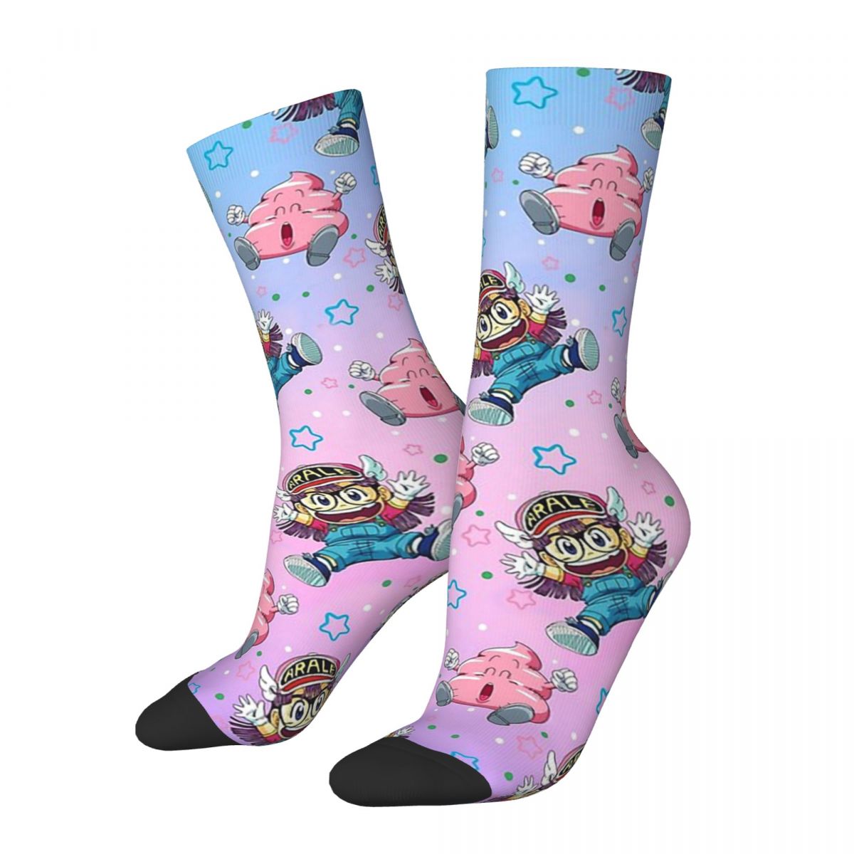 Hip Hop Vintage Arale And Poop Crazy Men's Socks Unisex Dr.slump Anime Harajuku Seamless Printed Novelty Crew Sock Boys Gif