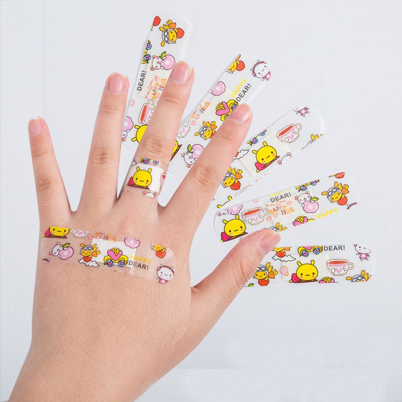 100pcs/lot Cute Cartoon Patterned Waterproof Adhesive Bandages Plaster Band Aid Patch Wound Dressing for Children