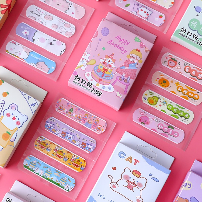 20pcs/box Cartoon Plasters for Children Waterproof Kawaii Band Aid Portable Medical Strips Hemostasis Wound Plaster Bandages