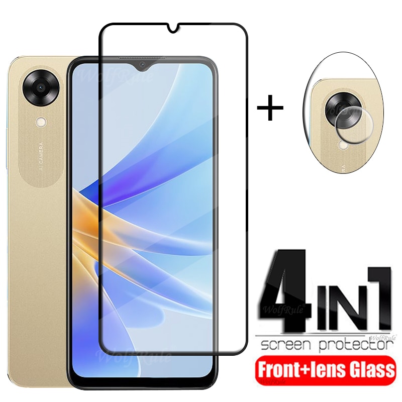 4-in-1 For OPPO A17K Glass For OPPO A17K Tempered Glass Phone Film 9H Full Glue Cover Screen Protector For OPPO A17K Lens Glass