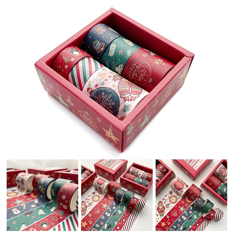 6pcs/set Merry Christmas Washi Tape Box-Packed Holiday Gift Decorative Tape