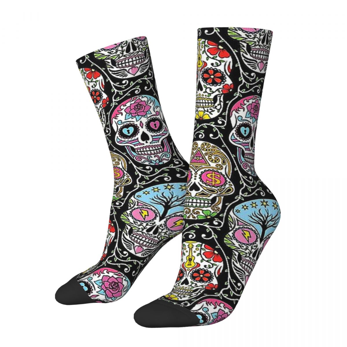 Funny Happy Men's Socks Mexican Skull Vintage Harajuku Skeleton Skull Bone Hip Hop Seamless Crew Crazy Sock Gift Pattern Pr