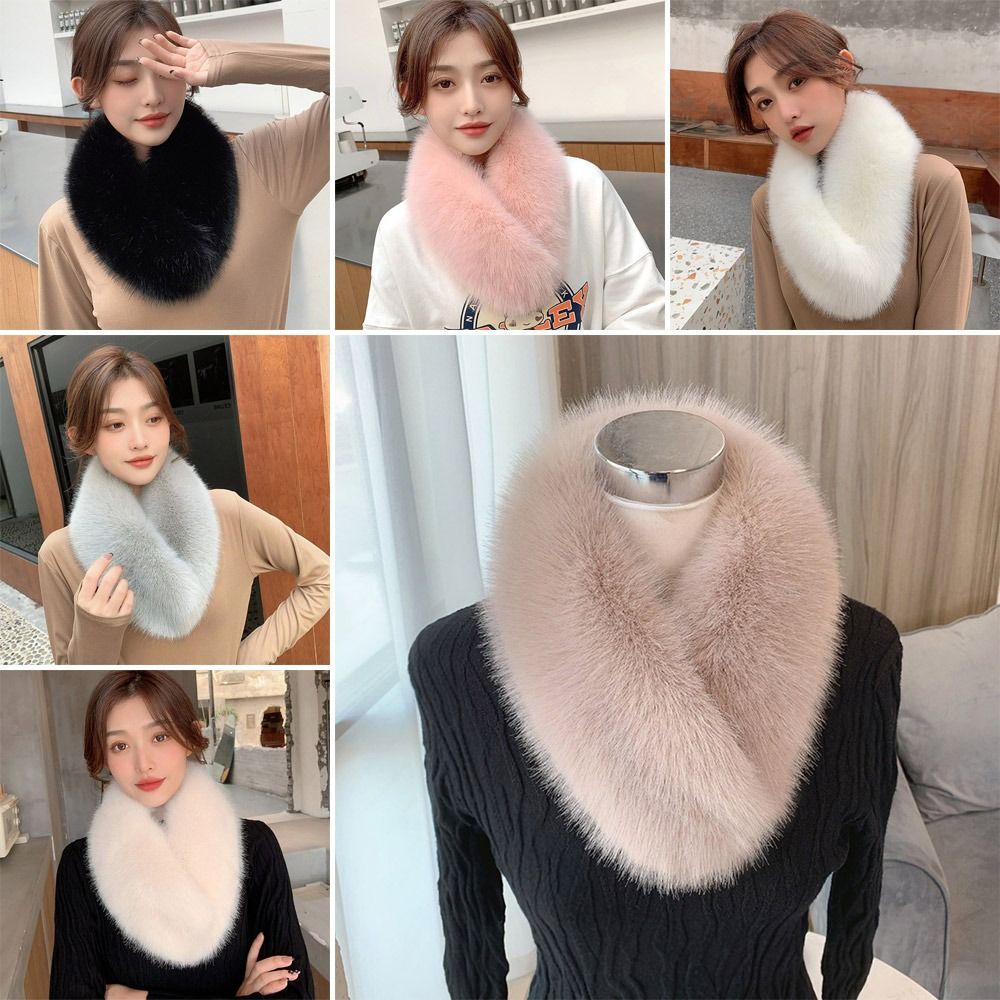 New Winter Thickened Warm Solid Color Shawl Imitation Fur Scarf Female Fur Scarf Artificial Wool Bib