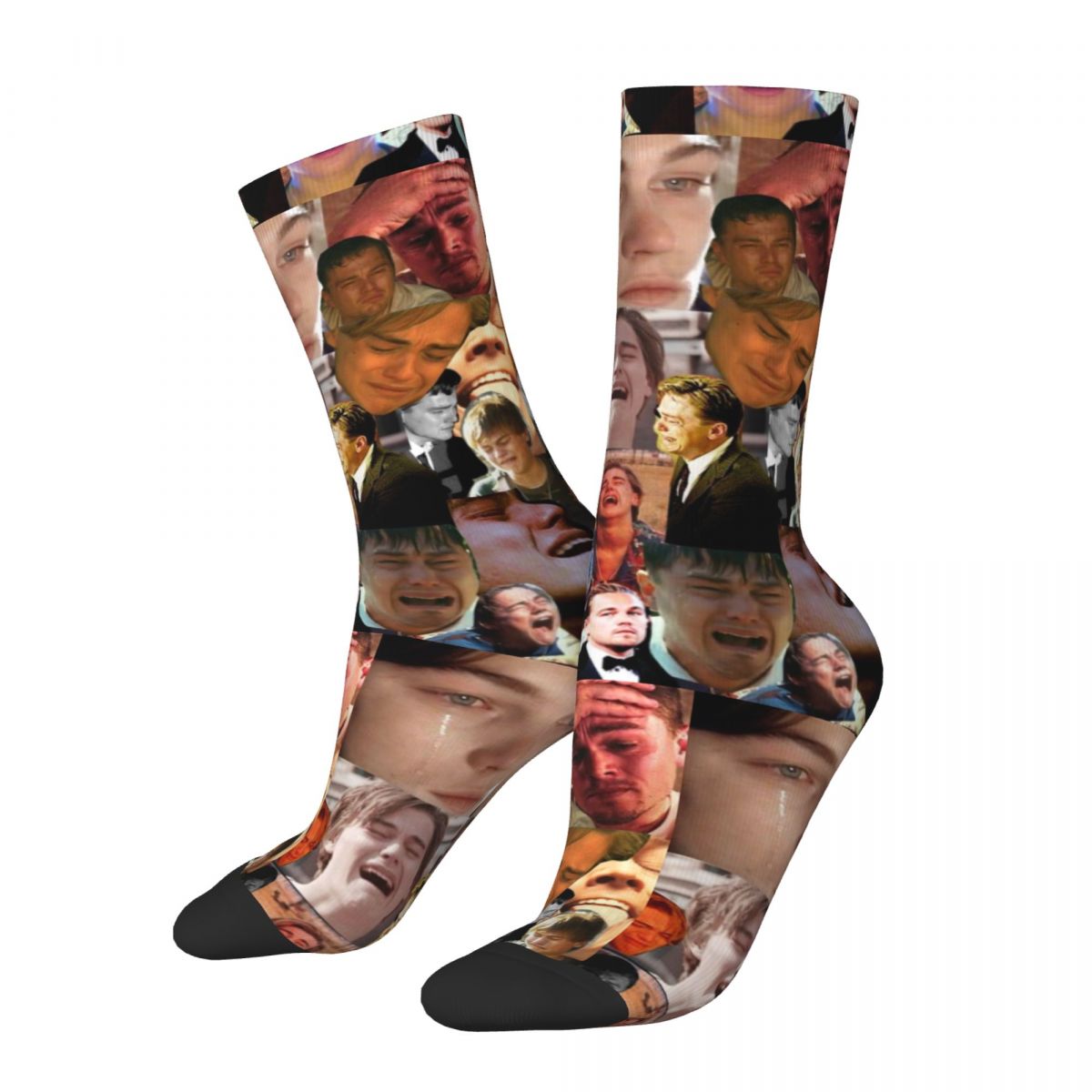 Christmas Gift Idea Winter Warm Men's Women's Leo Leonardo DiCaprio Photo Collage Socks Sweat Absorbing Middle Tube So