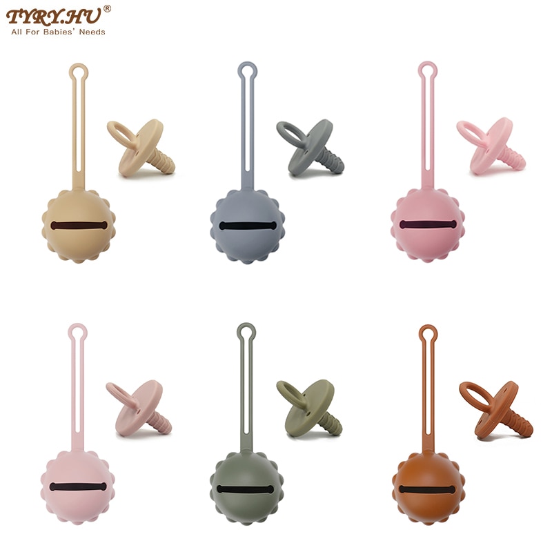 TYRY.HU Baby Silicone Pacifier Holder Container Box Infant Portable Soother Pacifier Chain Silicone Storage Box BPA Free