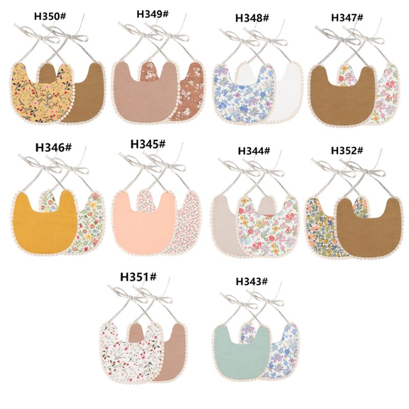 Baby Toddler Cotton Bib Trendy Style Feeding Pocket Burp Girl Boy Infant Saliva Towel Decorative Floral Print Bibs Cloth