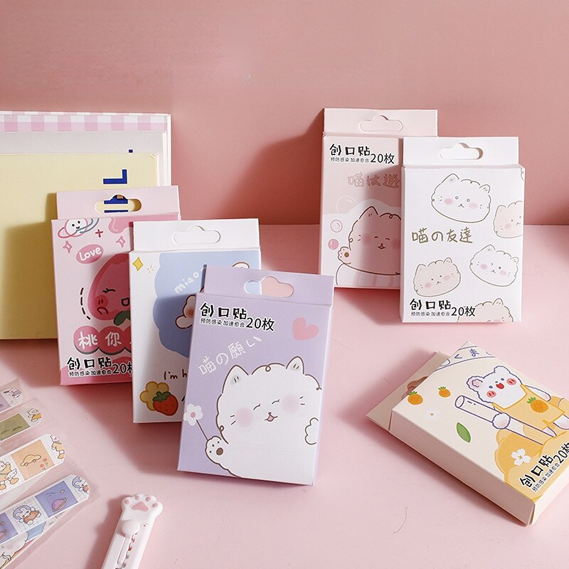 20pcs/lot Cartoon Animal Pattern Band Aid Hemostasis Adhesive Bandages First Aid Emergency Kit Wound Plaster Patches for Kids