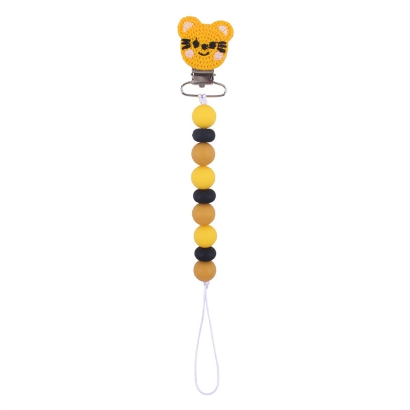 Silicone Beads Pacifier Clips Chain Cartoon Nipple Holder Teething Dummy Clips for Infant Toddler Shower Gift G99C