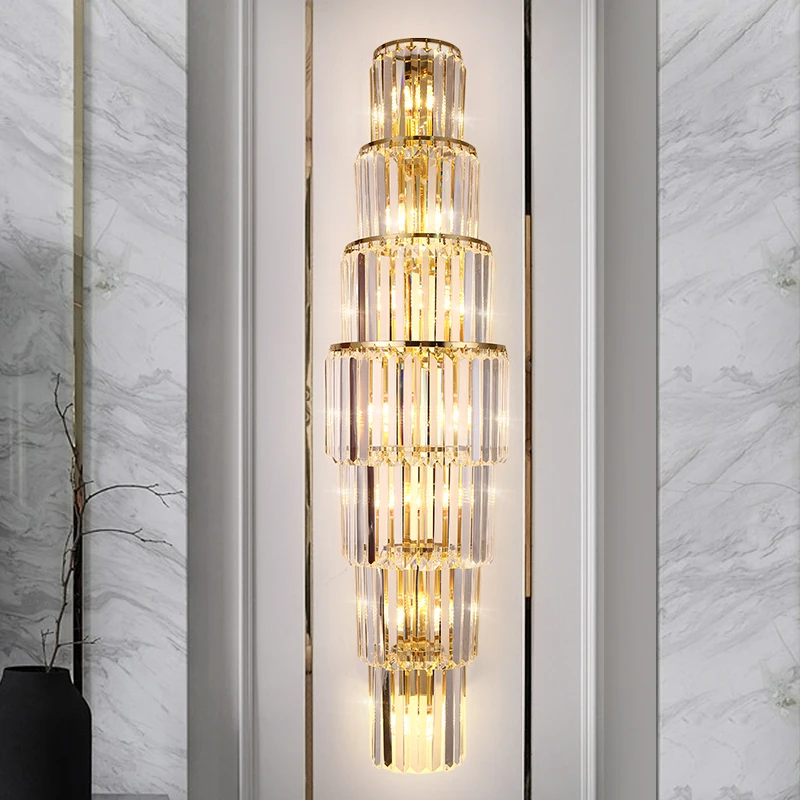 Crystal Wall Lamp For Hotel Lobby Club Hall Luxury Villa Living Room Bedroom Duplex Office Banquet