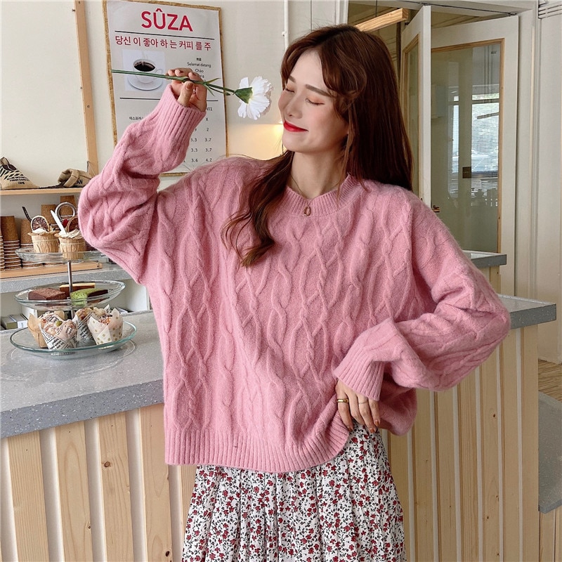 2022 new style pullover sweater women loose knitted sweater top women GRAY22