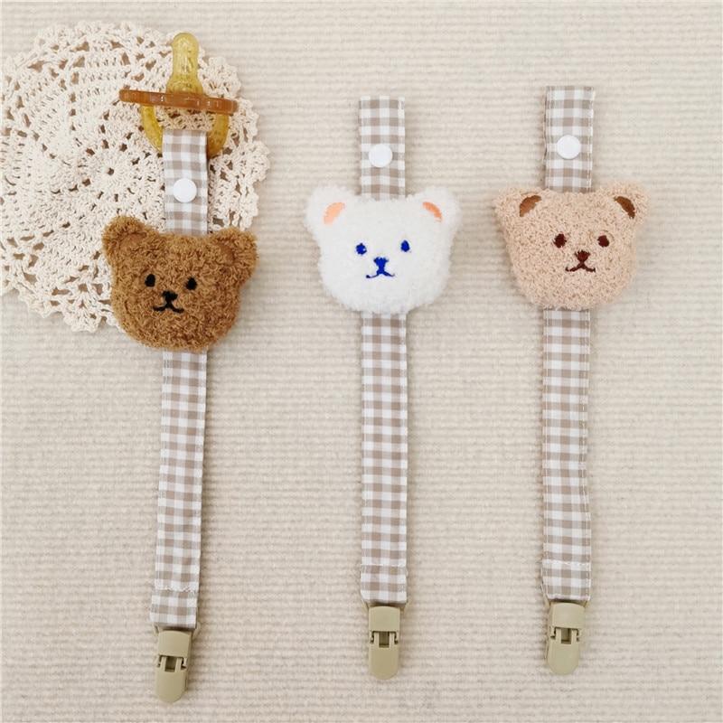 Cute Infant Baby Pacifier Clip Chain Lovely Cartoon Bear 3D Doll Nipple/toys Pacifier Clip Chain Kawaii Baby Feed Accessories