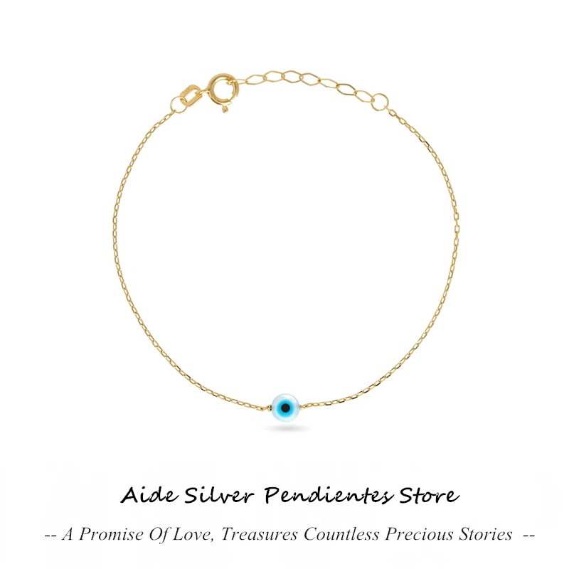 AIDE 925 Sterling Silver Bracelet 17cm+5cm Extension Chain Evil Eye Pendant Women's Bracelets Adjustable Pulseras Plata 925
