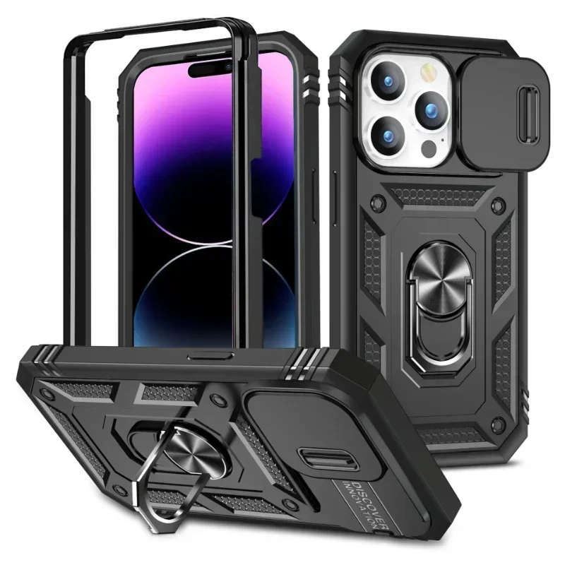Case For iPhone 16 15 14 Pro Max 13 12 11 Pro Plus XR 360 Full Body Rugged Protective Slide Camera