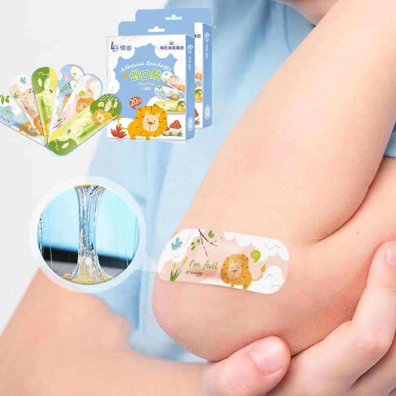 20Pcs/box Cute Cartoon Lion Band Aid Curved Dressing Patches Elastic Breathable PE Bandages Plaster Wound Strips for Children