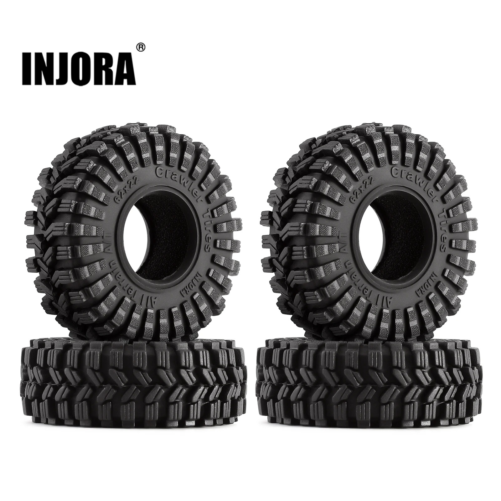 INJORA King Trekker Super Soft Sticky 1.0 Wheel Tires All Terrain for 1/18 1/24 RC Crawler Axial
