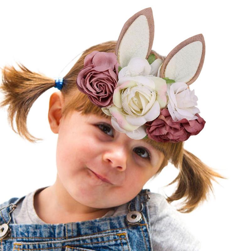 Baby Girl Floral Headbands Christmas Reindeer Flower Headband Holiday Child Hair Accessories Headwear Makeup For Baby Toddlers