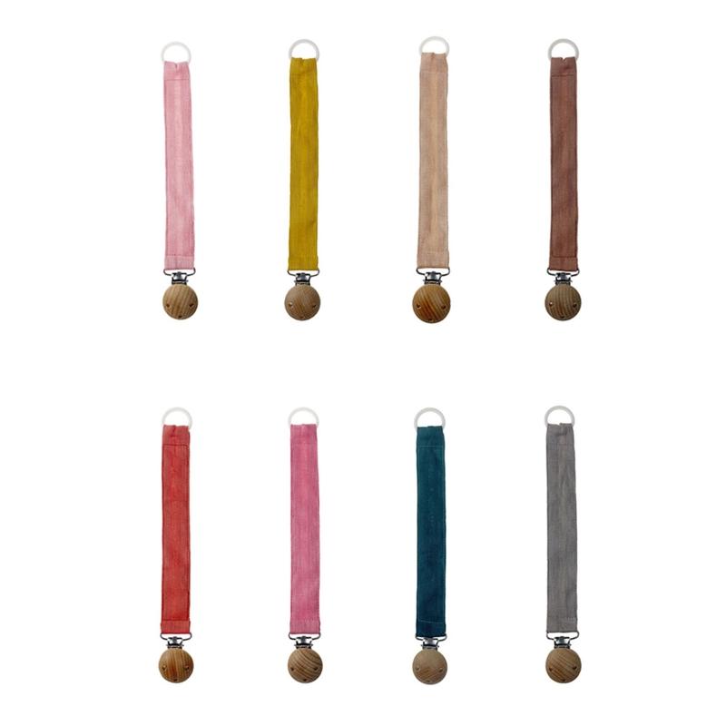 Baby Cotton Pacifier Chain Wooden Clips BPA Free for Infant Newborn Nipple Soother Dummy Holder Shower Gift