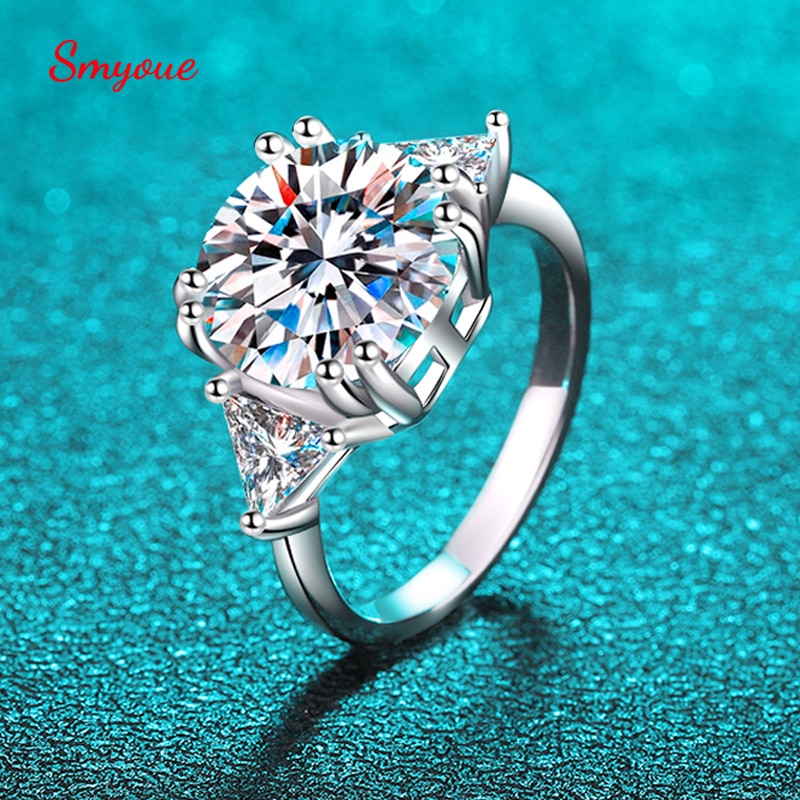 Smyoue 5ct D Color Moissanite Ring for Women Colorless Sparkling Luxury Quality Jewelry 100% S925 Sterling Silver Wedding Ring