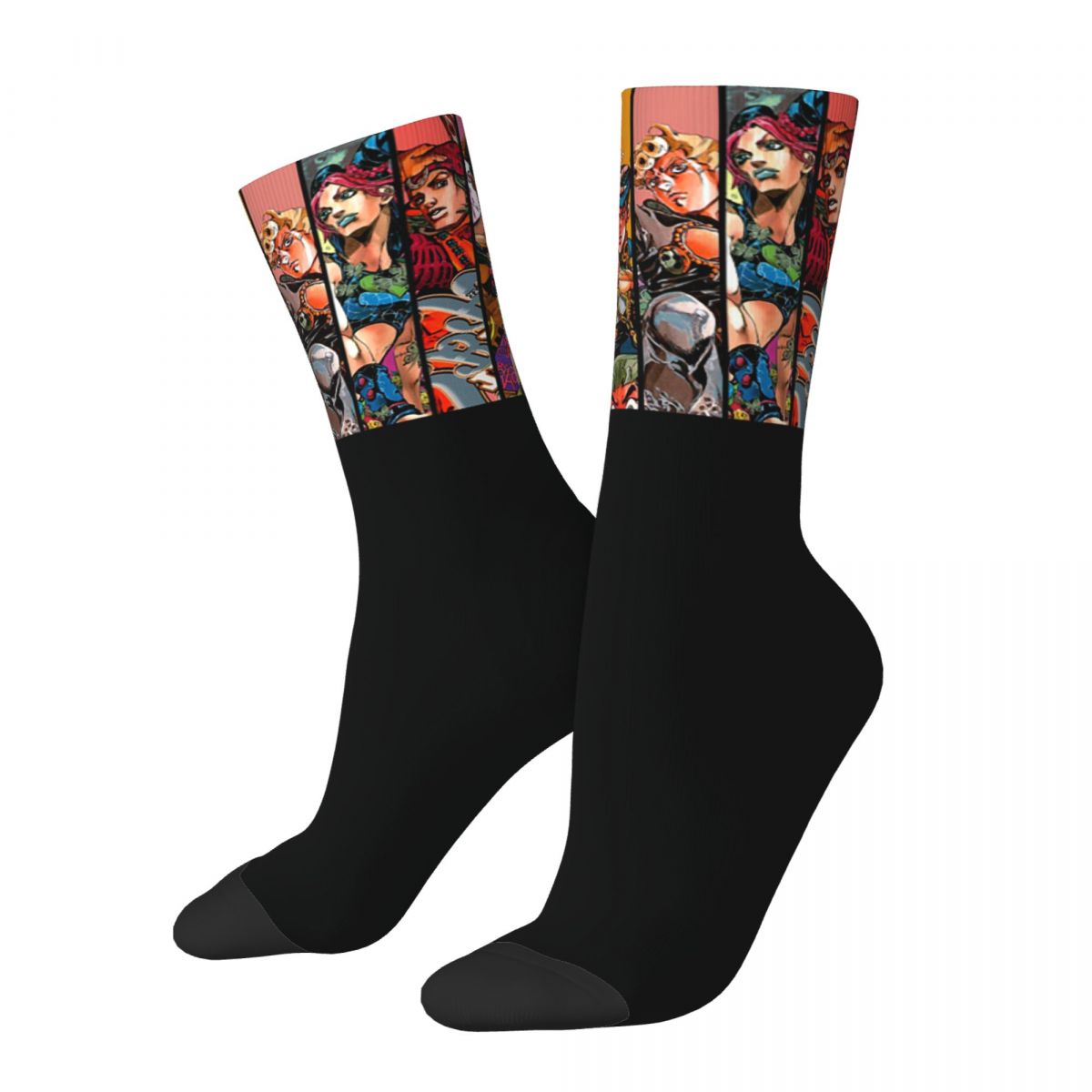 Hip Hop Retro Anime Joseph Jotaro Crazy Men's Socks Unisex Jojos Bizarre Adventure Anime Street Style Seamless Printed Crew