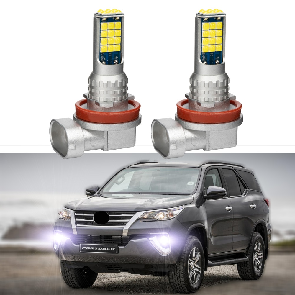 2Pcs For Toyota Fortuner 2016 2017 2018 2019 LED Fog Lamp Bulbs Front Fog Light Canbus White