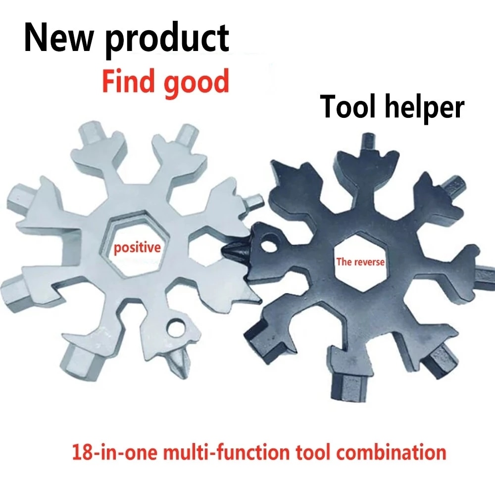 Portable Multifunctional Tool Hand Tools 18-In-1 Hexagonal Universal Torque Snowflake Wrench Stainless Steel Wrench Screwdriver
