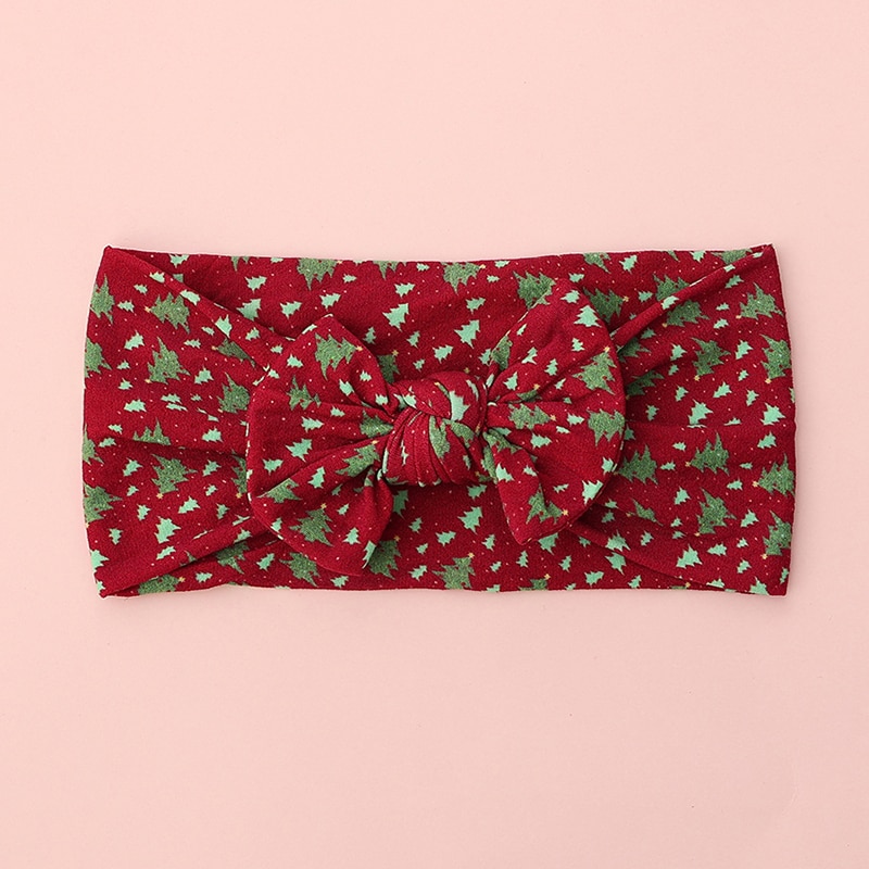 Christmas Headband Bow Hair Band Baby Turban New Year Headbands For Kids Girls Headwrap Newborn Accessory Stretchy Headwear Gift