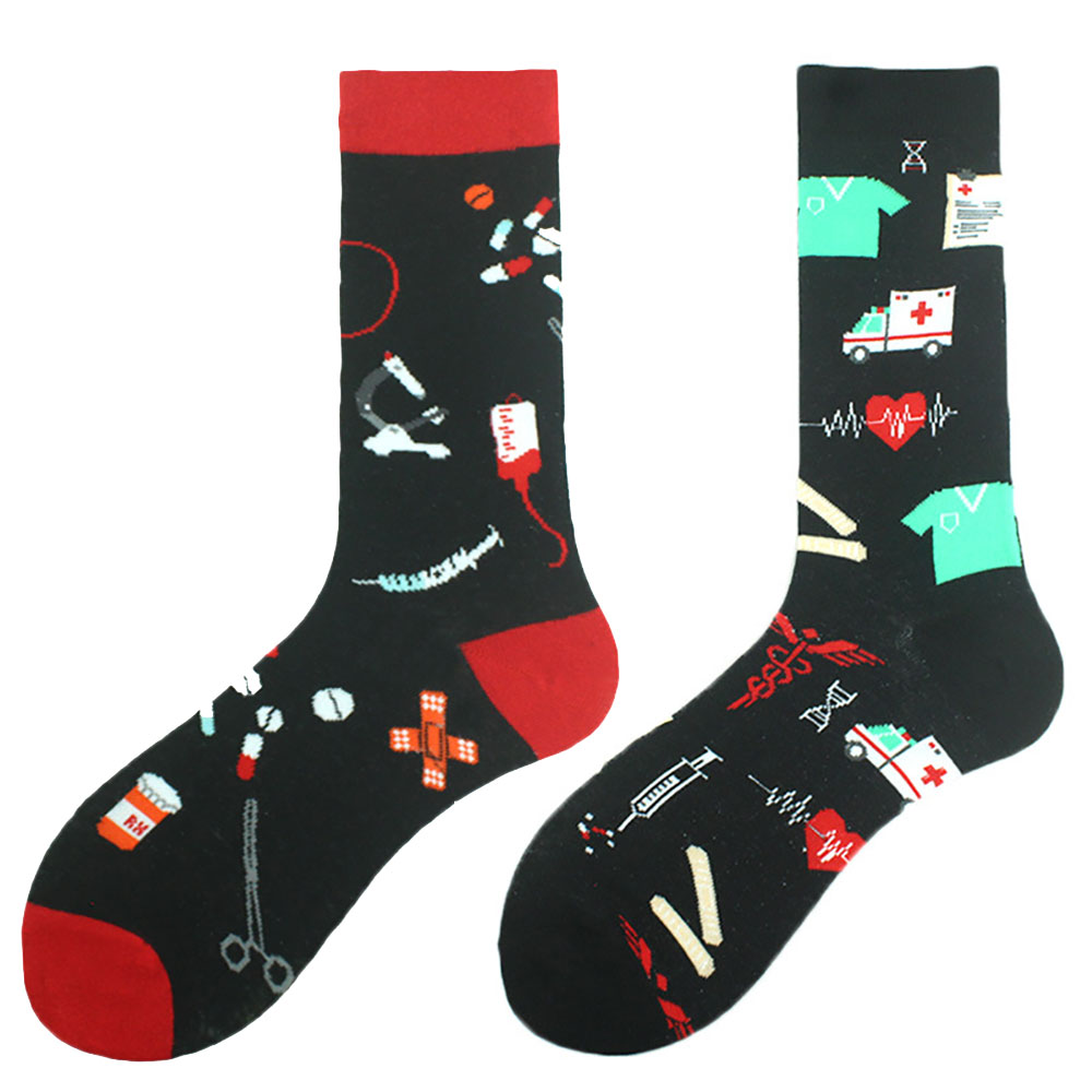 Gift Socks for Nurse Doctor Novelty Men Women Pill Injection Pattern Crew Socks Dropshipping