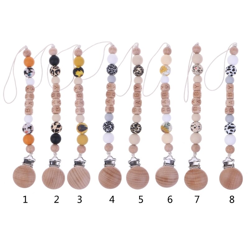 Teething Bead Nipple Chain Silicone Pacifier Clip Baby Soother Clips Toddler Dummy Chain Teether Accs Infant Shower Gift