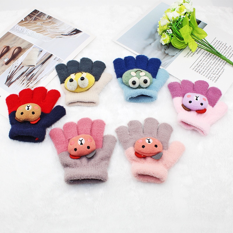 Children's Mittens Winter Warm Thick Kids Gloves Soft Wool Baby Boys Girls Mittens For Children Keep Warm Full Finger Baby 