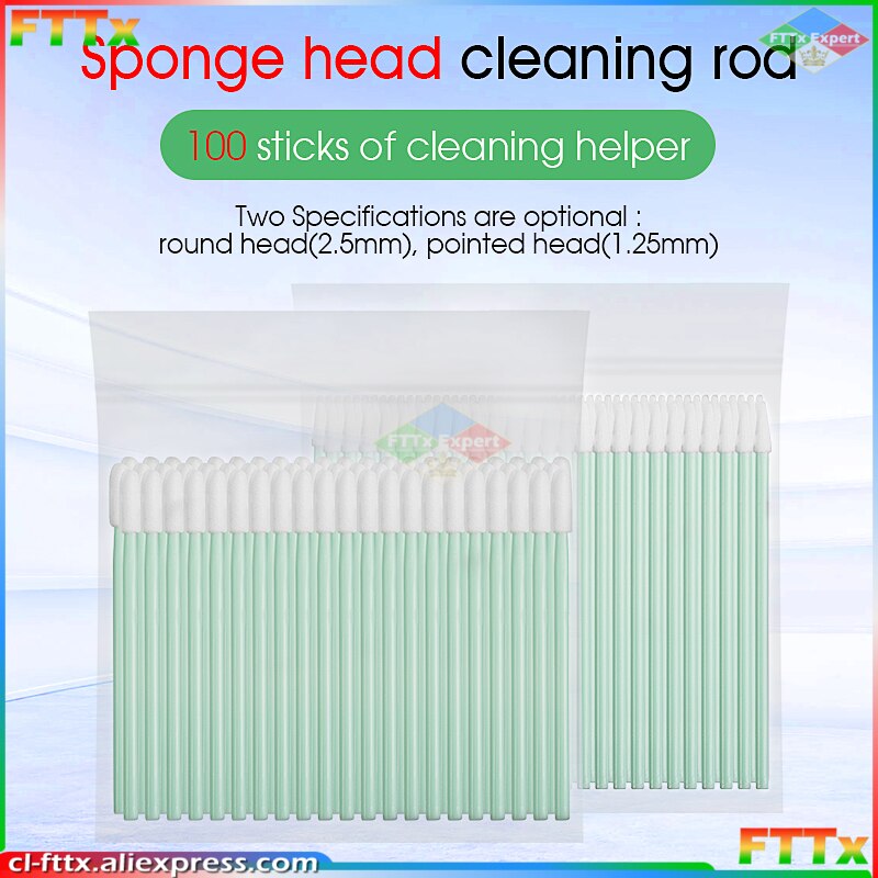 Fiber Optic Cleaning Sticks Fiber Optic Swabs For 1.25mm/2.5mm LC/SC/FC/ST Connectors 100PCS Fiber Cleaning Rod FTTH Tool