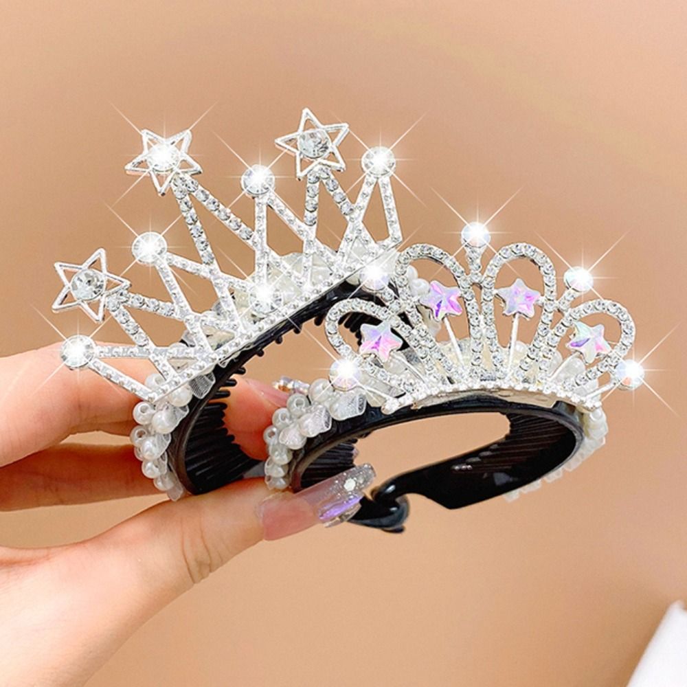 New Meatball Hair Accessories Children's Crown Hair Claws Headwear Rhinestone Hairpin Bird Nest Bun Twist Clip