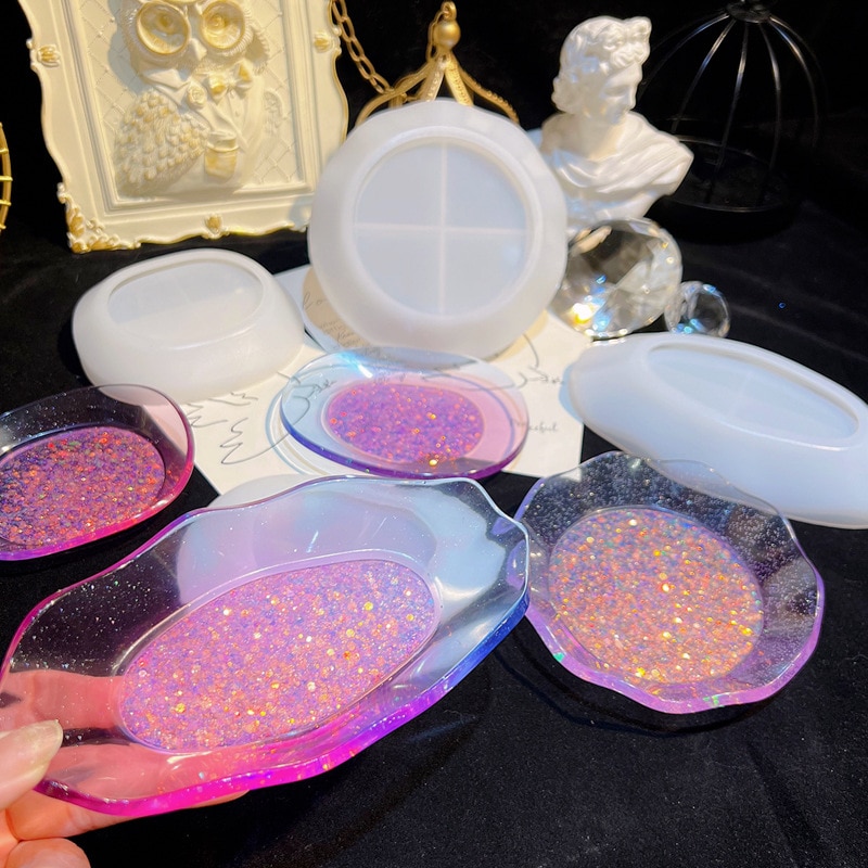 DIY Wavy Oval Dish Tray Epoxy Silicone Mold For Concrete Cement Storage Dish Making Home Decoration Fruit Plate Dish Mold