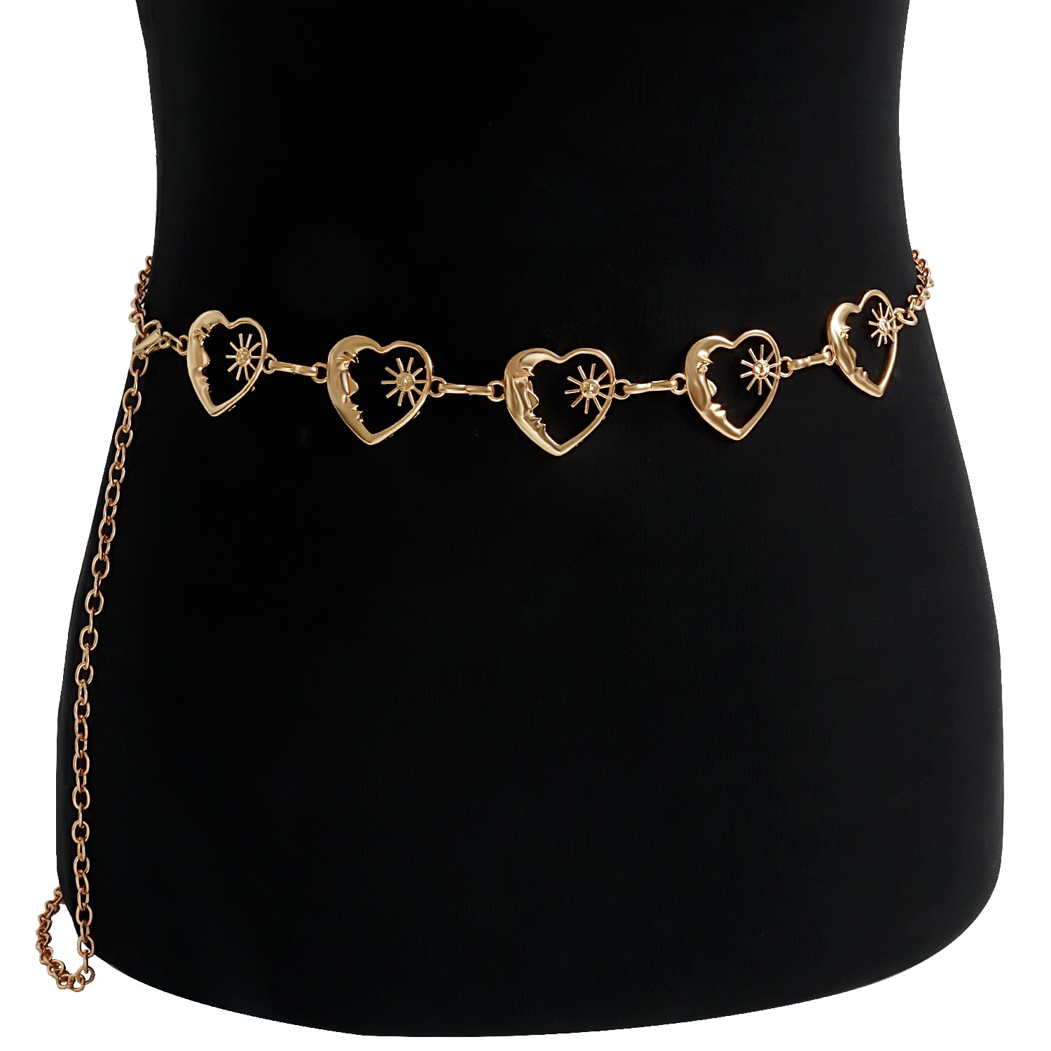 Renya Punk Gothic Moon Sun Heart Charms Belts Chain Vintage Aesthetic Jean High Waist Chain for Women Girls Fashion Jewelry Gift
